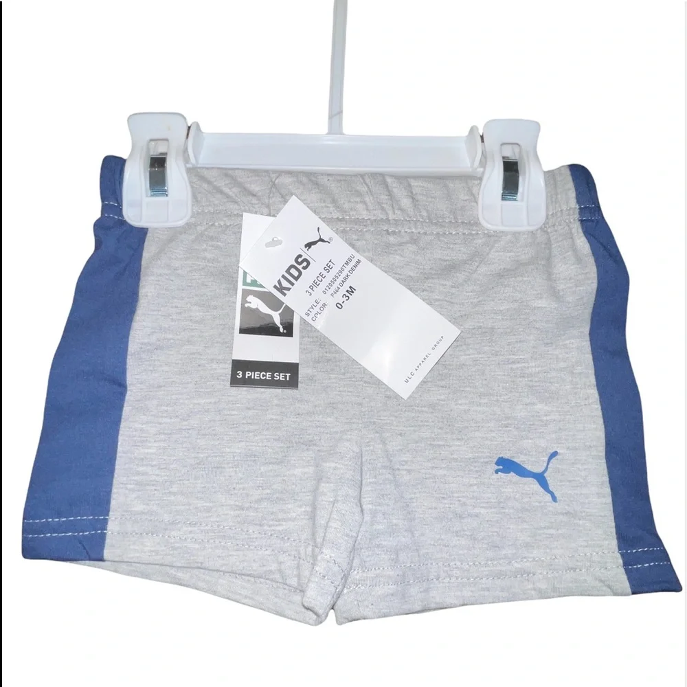 Puma sports attire shorts, tshirt and hat 3 piece newborn 0-3 month set NWT - Picture 2 of 7
